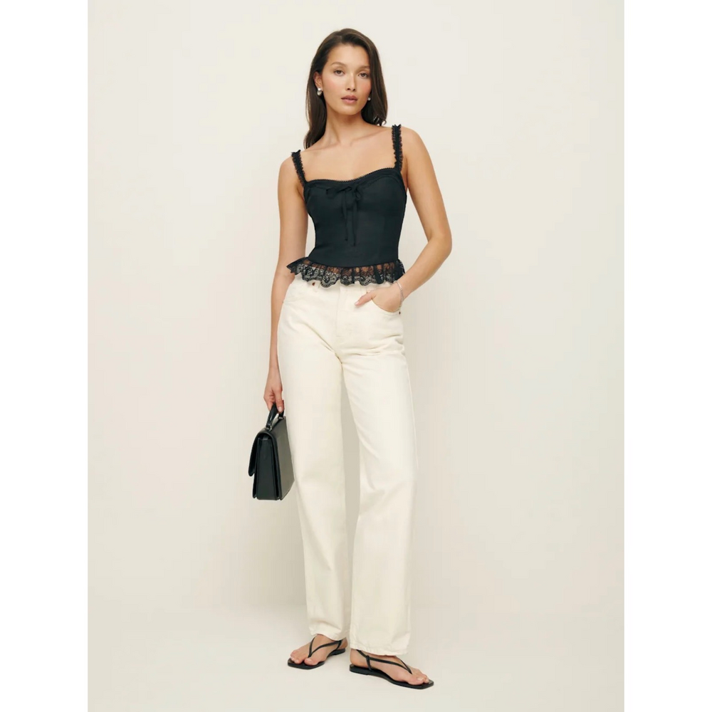 Reformation Paola Linen Top in Black - Picture 5 of 7
